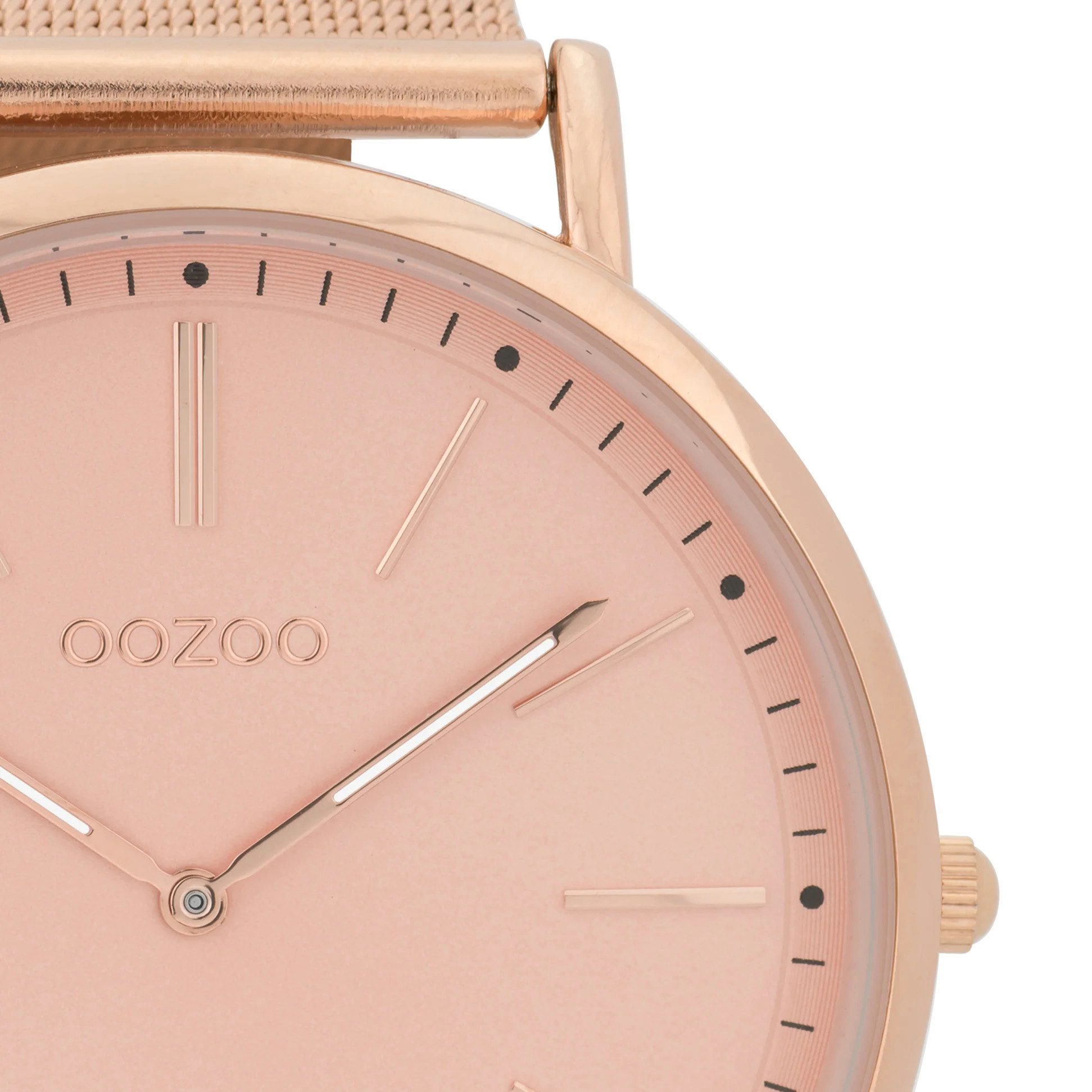 OOZOO Quarzuhr Vintage Herrenuhr – IP-Roségoldenes Meshband, 44 mm C9357