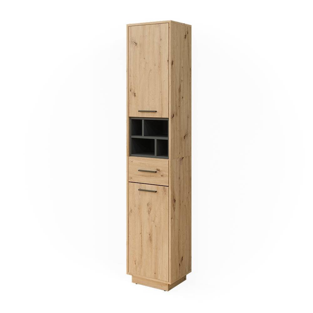 Vicco Hochschrank Beatrice, Artisan Eiche/Anthrazit/Anthrazit, 38 x 190 cm mit Türen... (1-St)