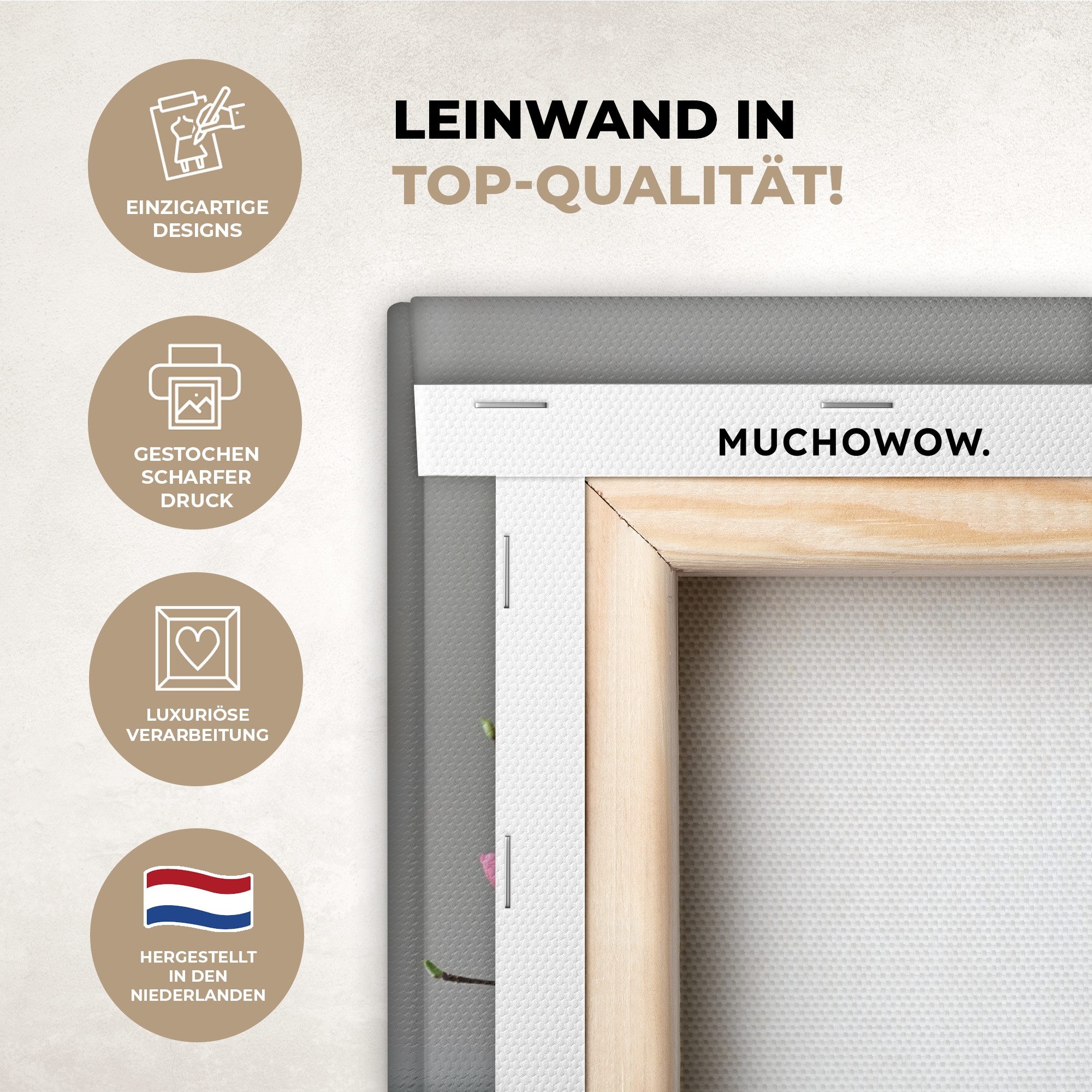 OneMillionCanvasses® Leinwandbild Magnolie - Blumen - Rosa - Zen-Steine, Fo günstig online kaufen