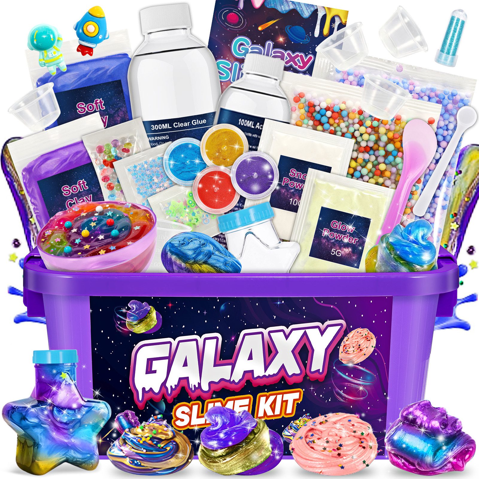 Wootoy Kreativset Experimentierkasten Schleim Bastelset Galaxy Einhorn DIY Slime Kit, (mit Glitzer Perlen und Zubehör zum Kreativen Gestalten, 1-tlg., Schleim-Bastelset in zwei Themenwelten: Galaxie oder Einhorn), Fördert Kreativität Feinmotorik und spielerisches Experimentieren