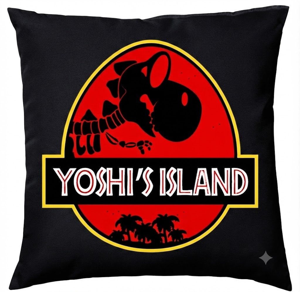 Dekokissen YoshI's Island Kissen Print Dino Fossilmotiv Retro Dekokissen Motiv