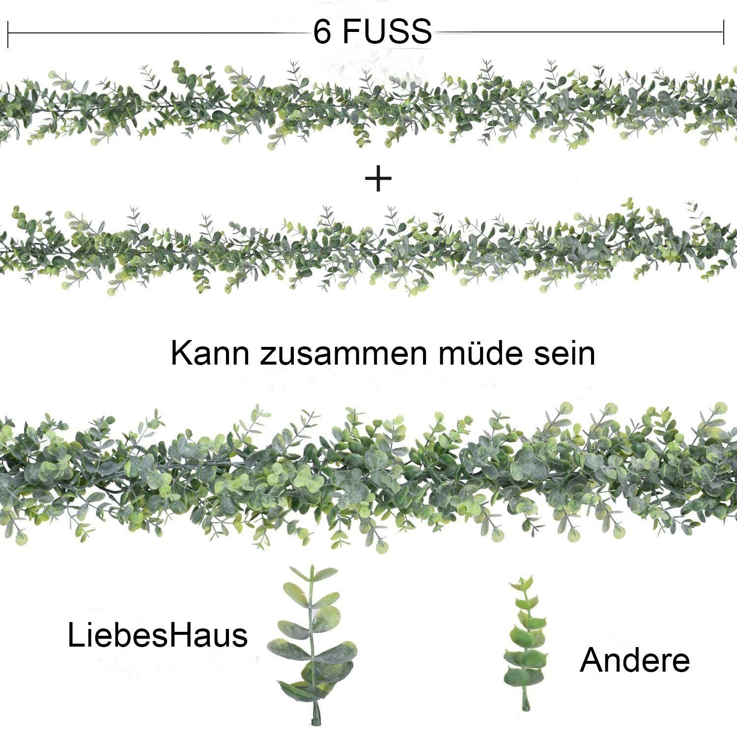 Gras, Ranken zggzerg Kunstpflanze Eukalyptus-Girlande, Künstliche künstliche