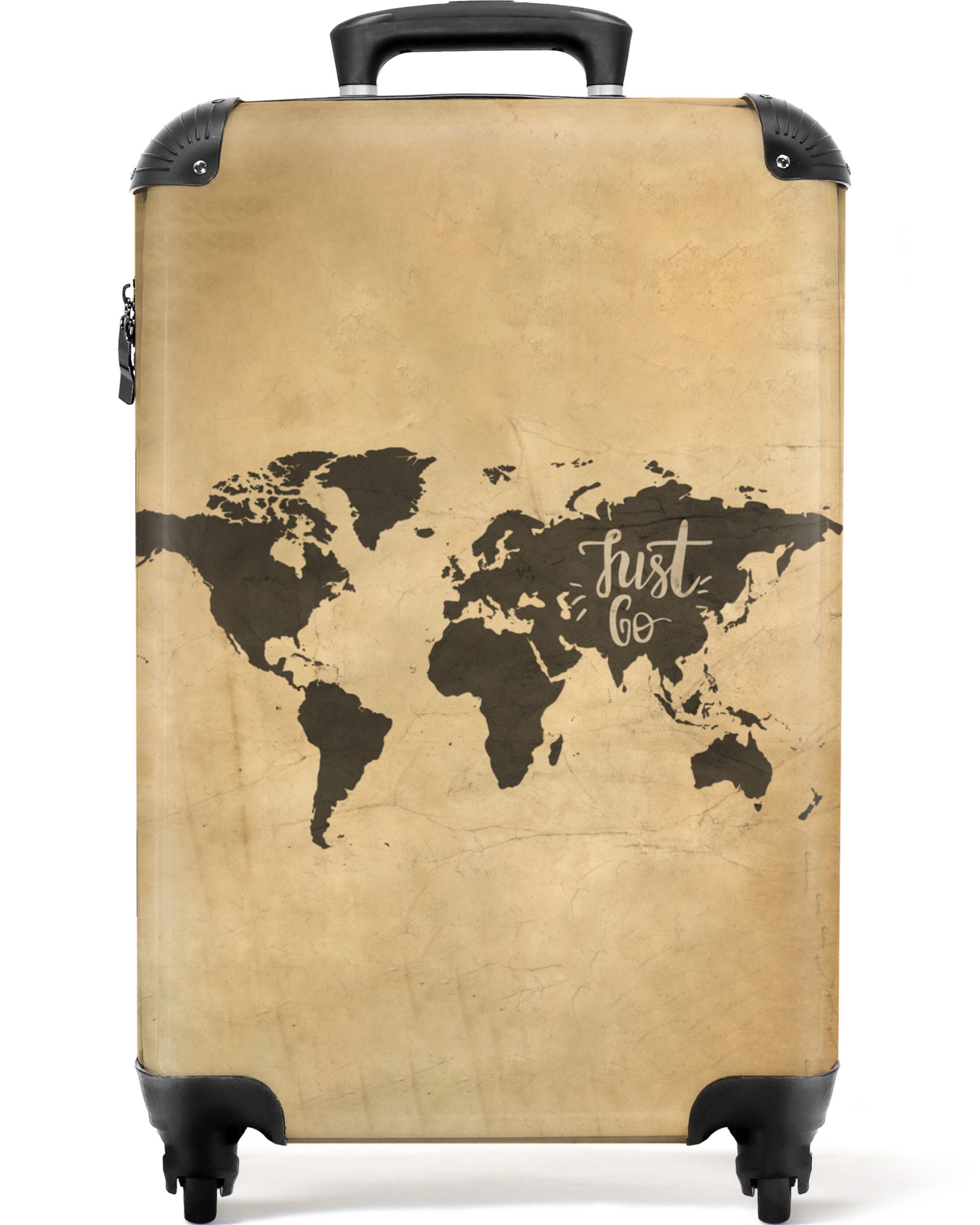 NoBoringSuitcases.com© Hartschalen-Trolley Weltkarte - Vintage - günstig online kaufen