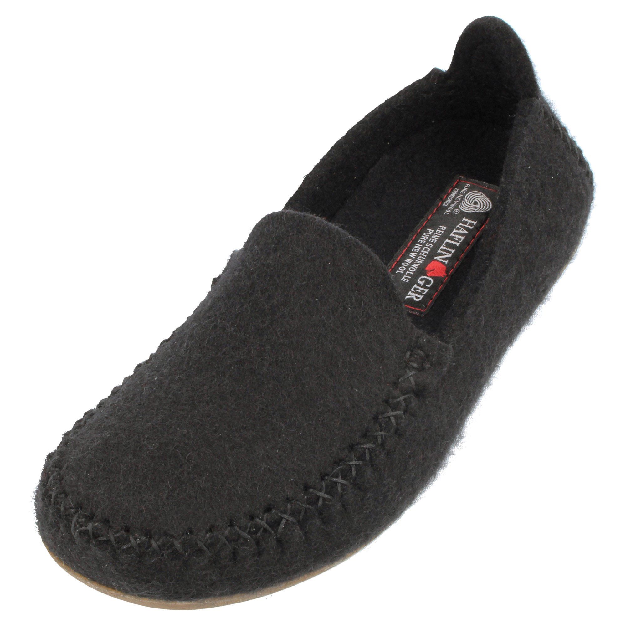 Haflinger Mokassin Schlupfschuh aus Wollfilz mit Gummisohle Hausschuh