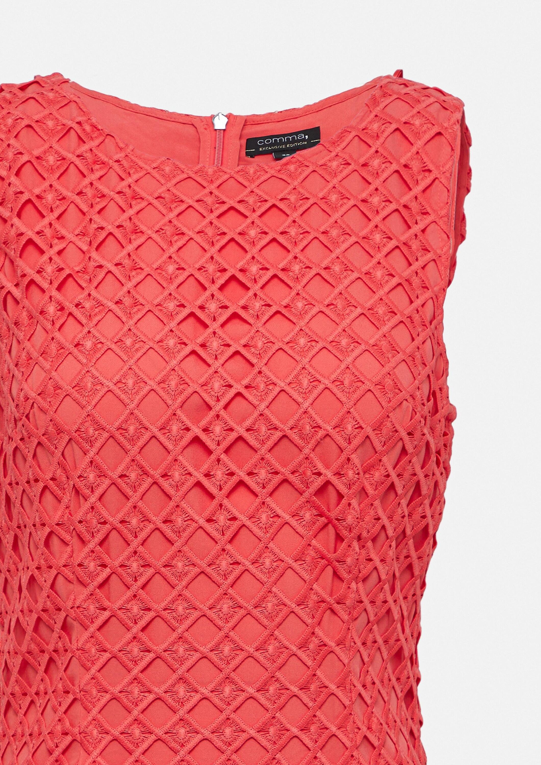 comma Minikleid Kleid Tailliertes Spitzenkleid mit blickdichtem Futter