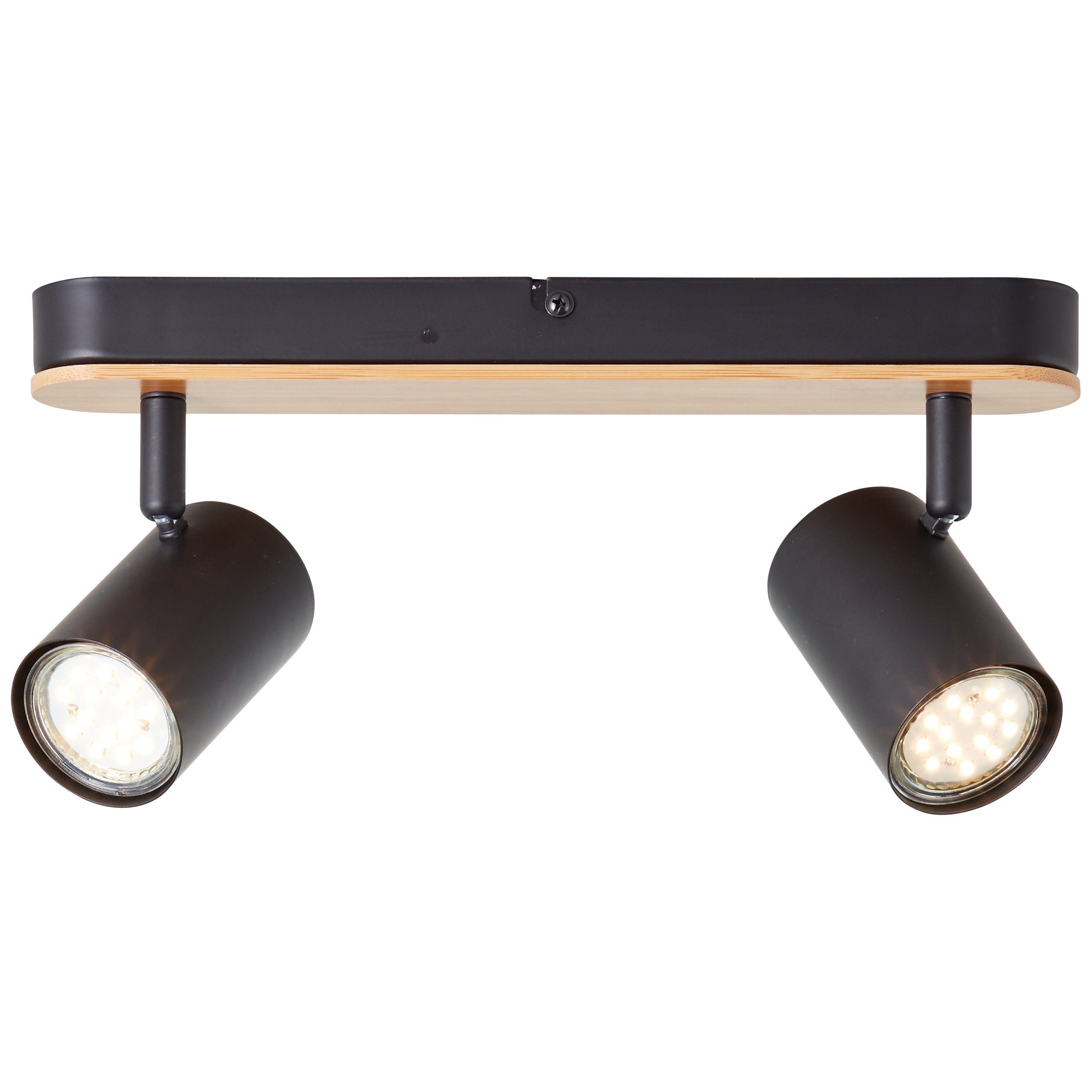 Brilliant Deckenstrahler Niels, ohne Leuchtmittel, Breite 35 cm, GU10, Metall/Bambus, schwarz matt/natur