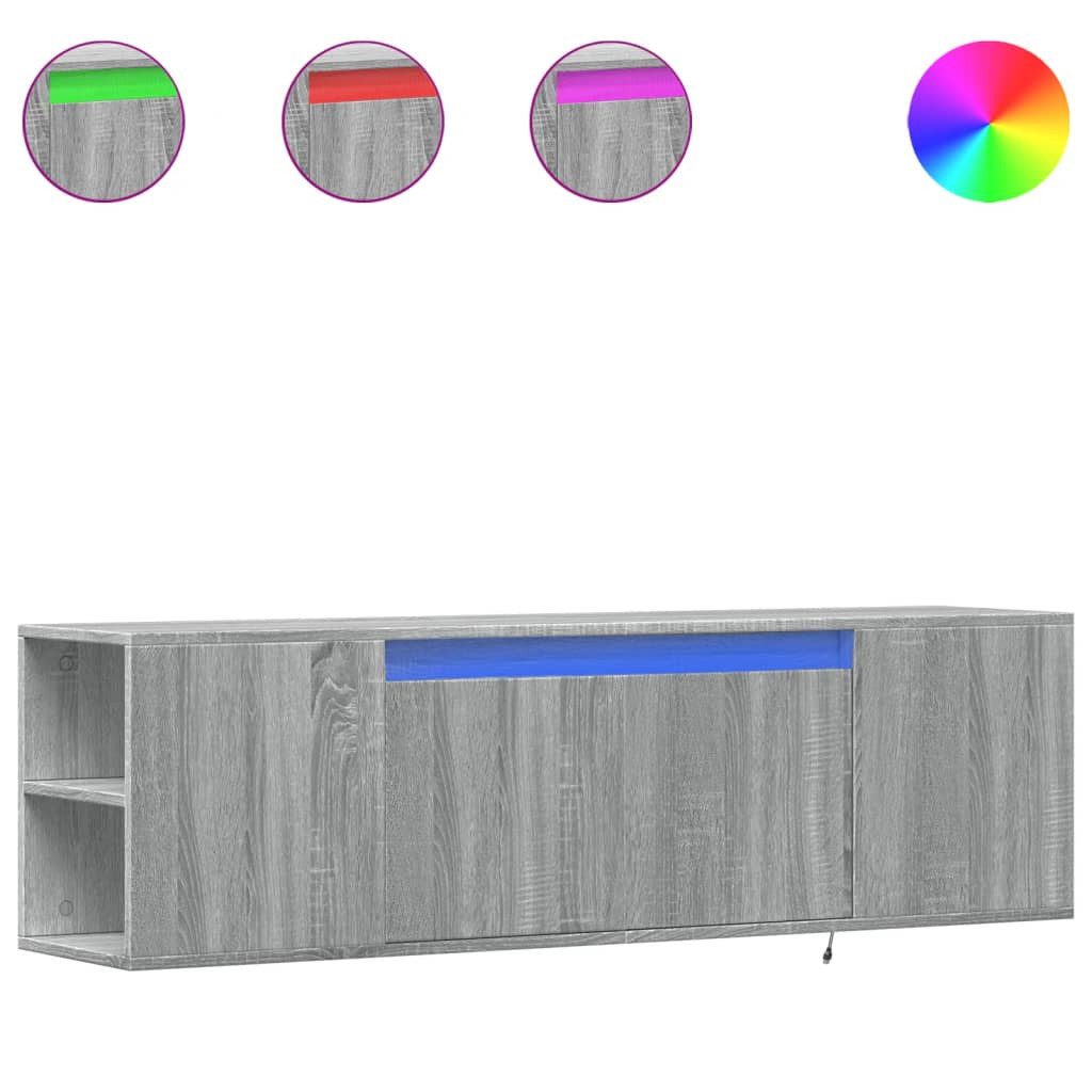 vidaXL TV-Wand TV-Wandschrank mit LED-Beleuchtung Grau günstig online kaufen