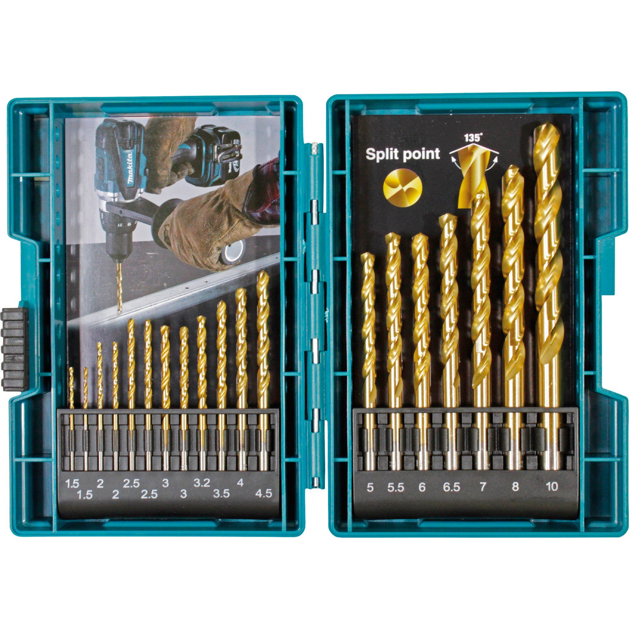 Makita Bohrer- und Bitset Makita 19-teilig HSS-Tin, Metallbohrer-Set