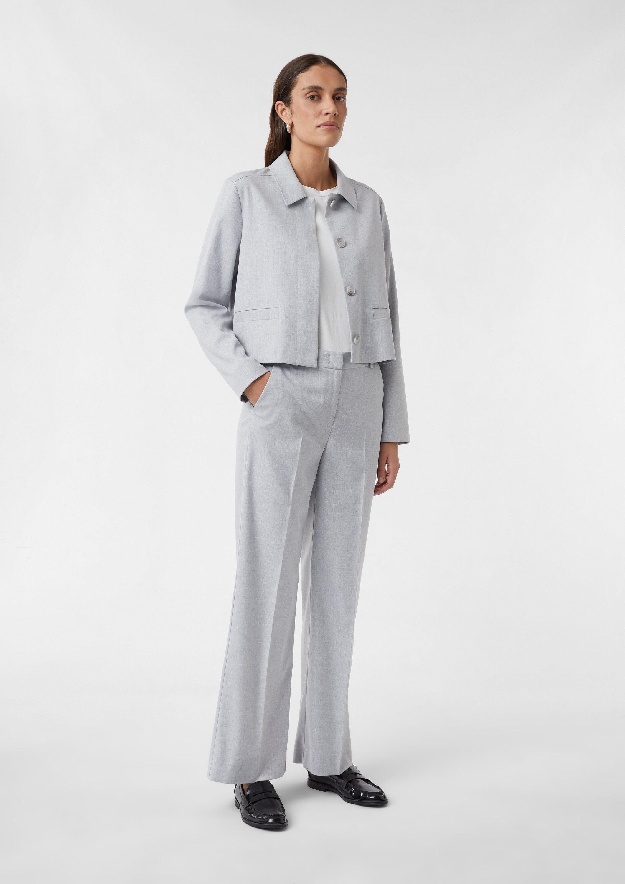 comma Jackenblazer Indoor-Jacke Kurze Jacke mit Hemdkragen und verdeckter Knopfleiste