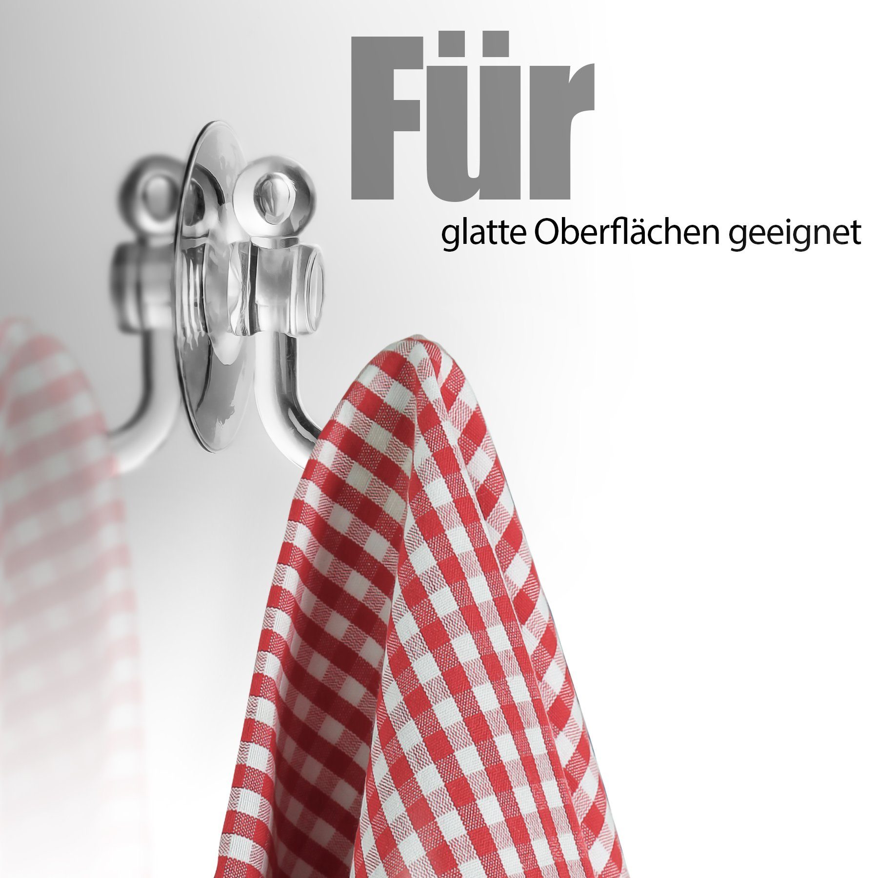 BigDean Saugnapfträger 24 Stück Saugnapfhalter mit Kunststoffhaken Ø 3 cm, Für Handtücher, Für Topflappen, Für Geschirrtücher, (Packung, 24-tlg., Saugnapf-Haken – Bild 5 von 5