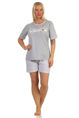 Normann Pyjama Damen Shorty-Schlafanzug, kurze Hose, mit Frontprint