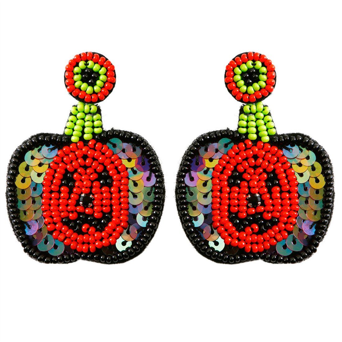 DÖRÖY Paar Ohrhänger Halloween Gespenst Kopf Kürbis Ohrringe,Übertriebene Ohrringe,Ohrringe Rot