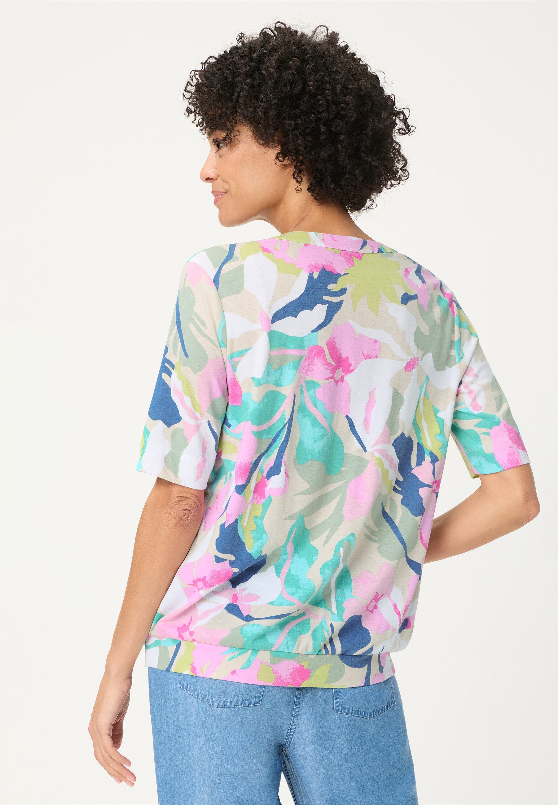 Olsen Tunikashirt Shirt mit Allover-Dessin und Tunikaausschnitt