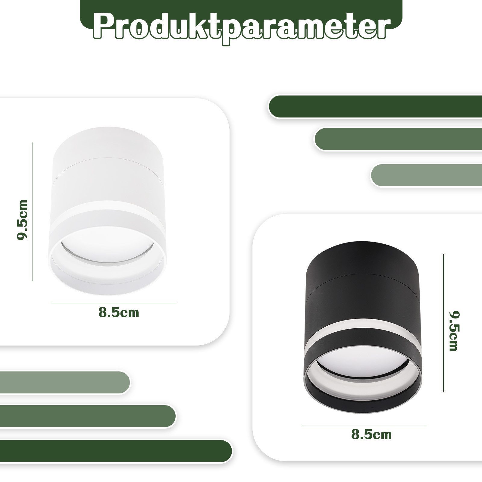 Nettlife LED Aufbaustrahler Schwarz/Weiß Rund Deckenstrahler 5W Spot Aufbauleuchte Klein Acryl, LED fest integriert, Warmweiß, GX53 Warmweiß Flach Aufputz Strahler Deckenspot 3000K