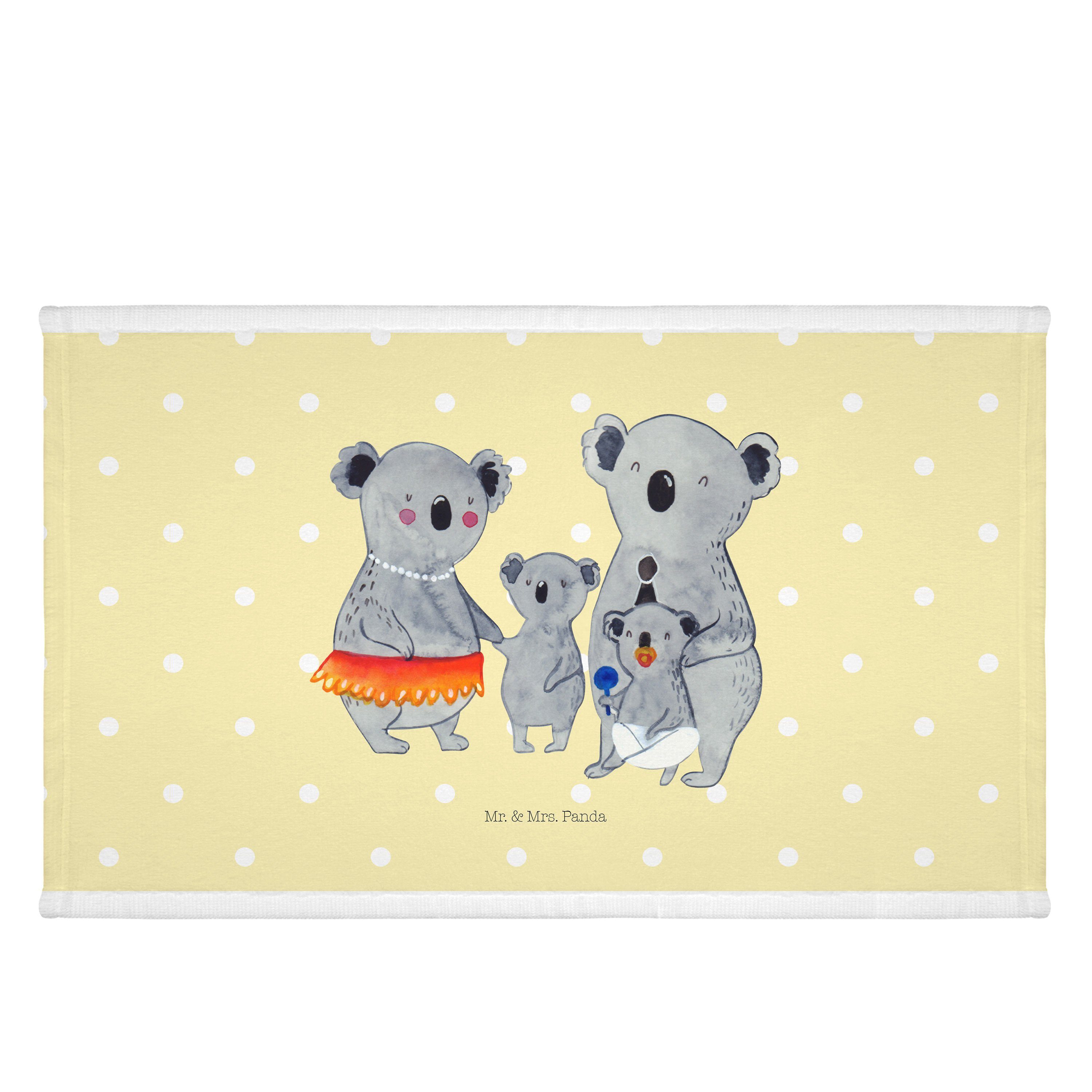 Mr. & Mrs. Panda Handtuch Koala Familie - Gelb Pastell - Geschenk, Kinder Handtuch, Opa, qualit, (1-St) | Alle Handtücher