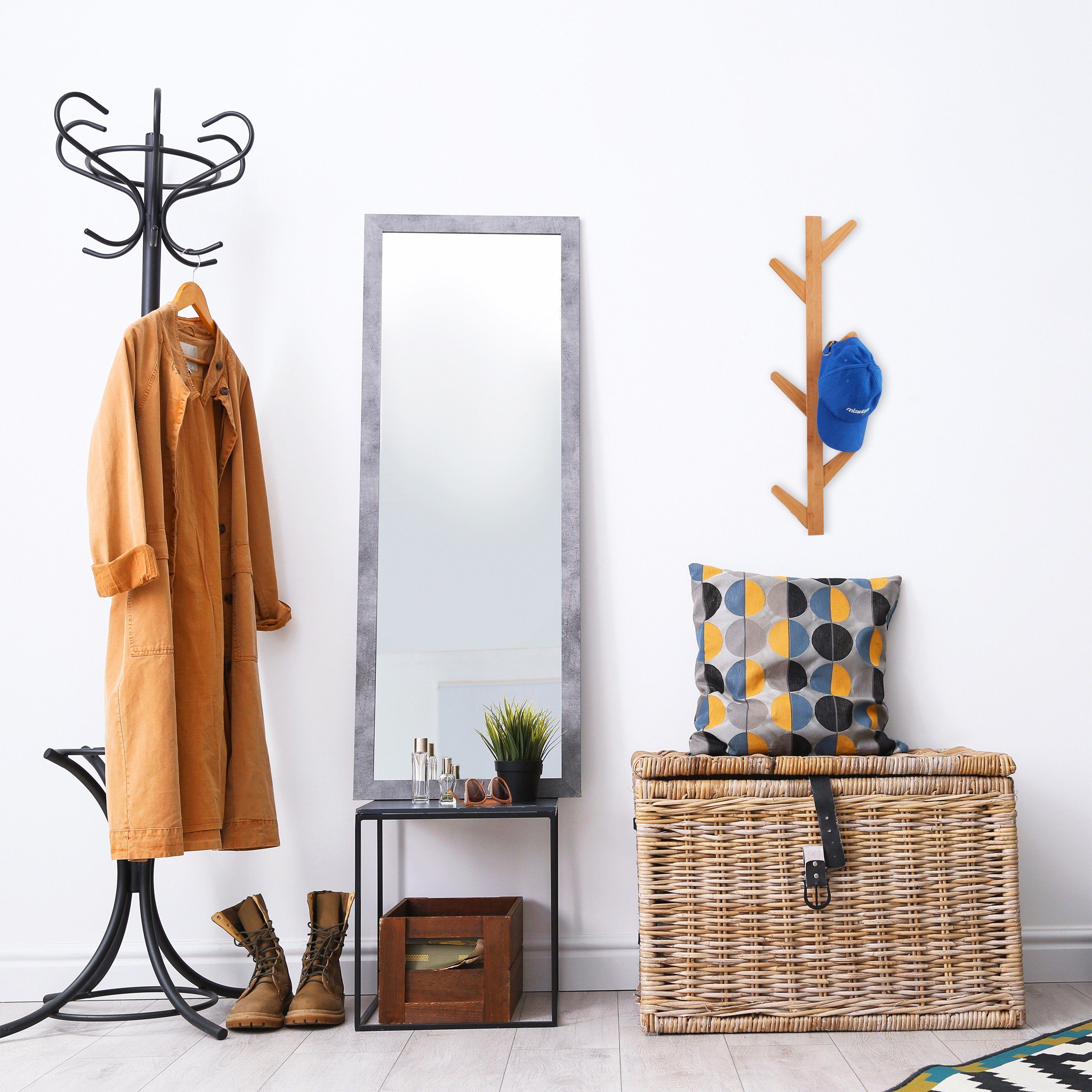relaxdays Wandgarderobe Bambus 6 Hake, Natur günstig online kaufen