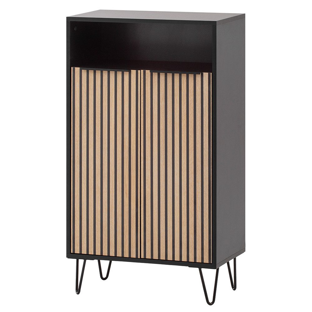 Lomadox Schuhschrank HUNTSVILLE-80 in schwarz, Fronten in Akustikpaneel-Optik