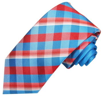 Paul Malone Krawatte Kontrastknoten Krawatte mit Einstecktuch kariert Schottenmuster (Set, 2-St) hellblau blau rot P2
