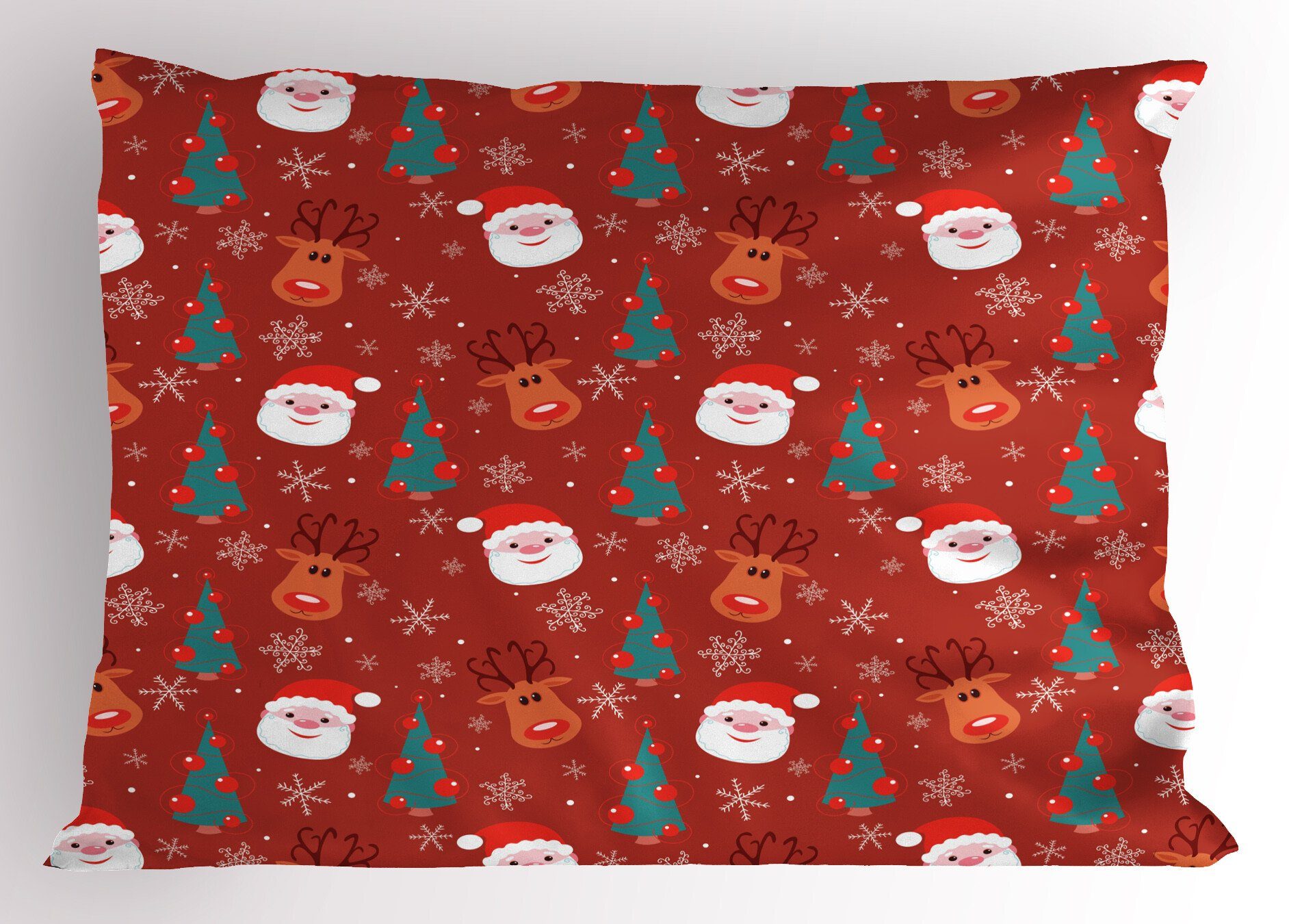 Kissenbezüge Dekorativer Standard King Size Gedruckter Kissenbezug, Abakuhaus (1 Stück), rot Merry Xmas Cartoon Weihnachts
