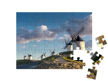 puzzleYOU Puzzle Alte Windmühlen in Consuegra, Spanien, 48 Puzzleteile, puzzleYOU-Kollektionen Windmühlen