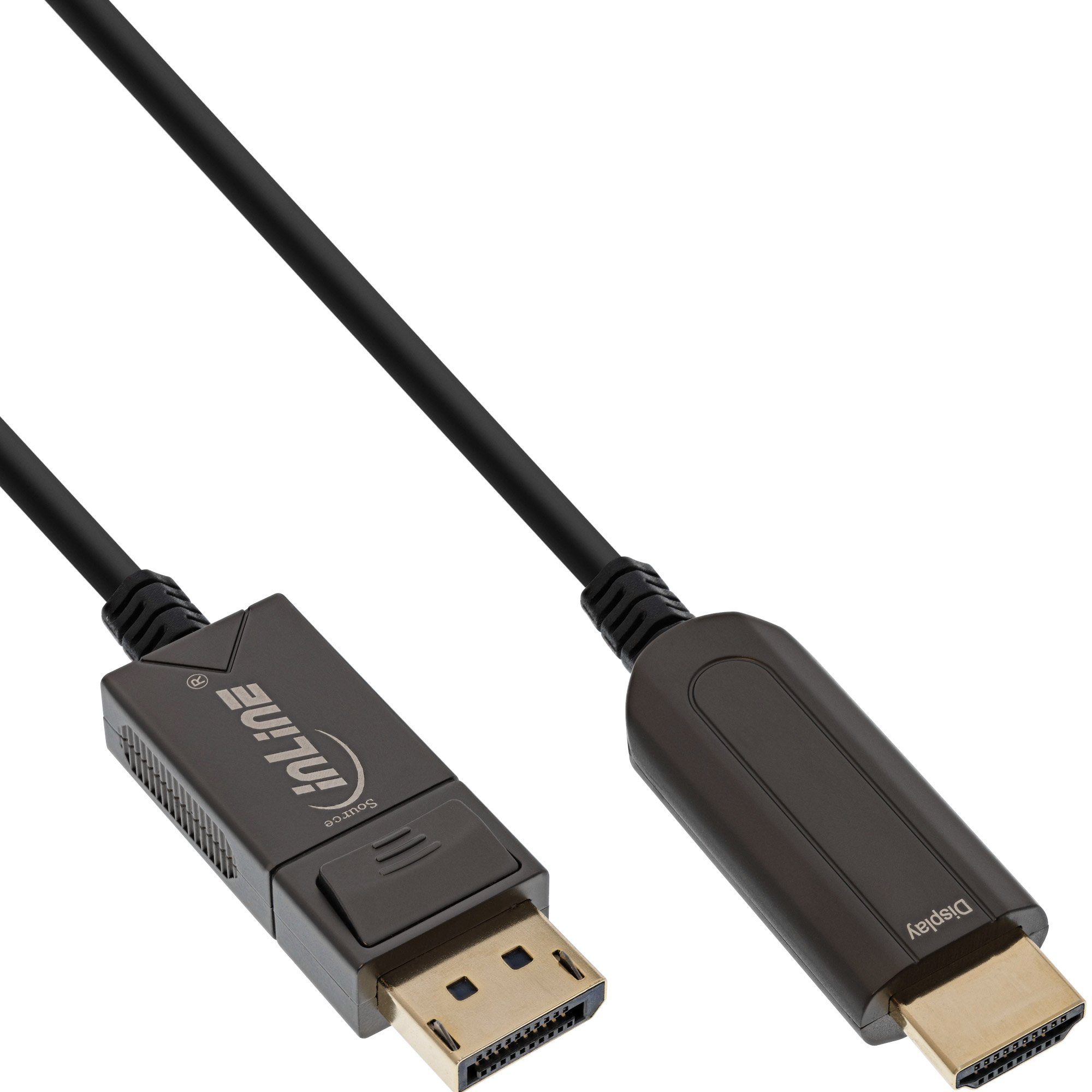INTOS ELECTRONIC AG InLine® DisplayPort zu HDMI AOC Konverter Kabel, 4K/60Hz, schwarz, 10m Computer-Kabel