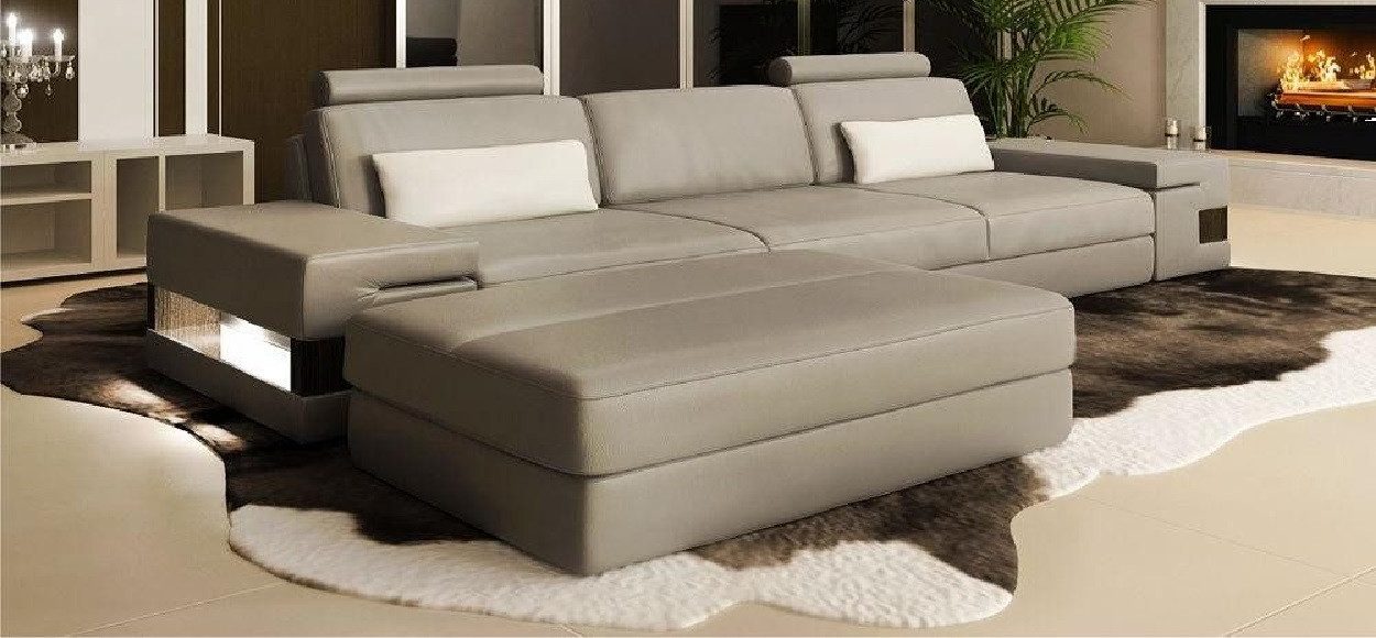 Xlmoebel Ecksofa Moderne Designer-Couch mit hochwertiger Polsterung, Sofa 3 Sitzer + Hocker 2 Teile, Hergestellt in Europa