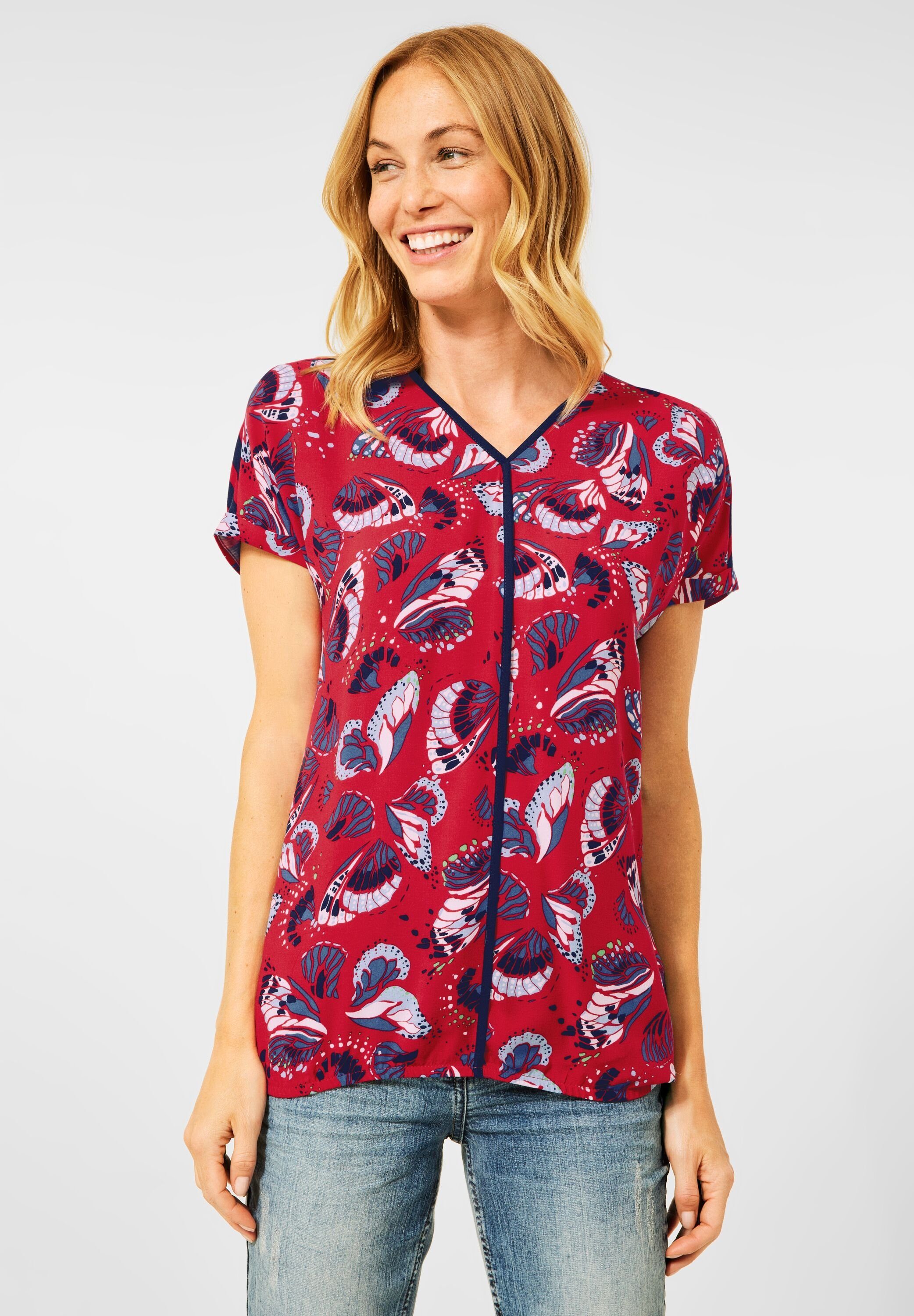 Cecil T-Shirt mit Mustermix hot red