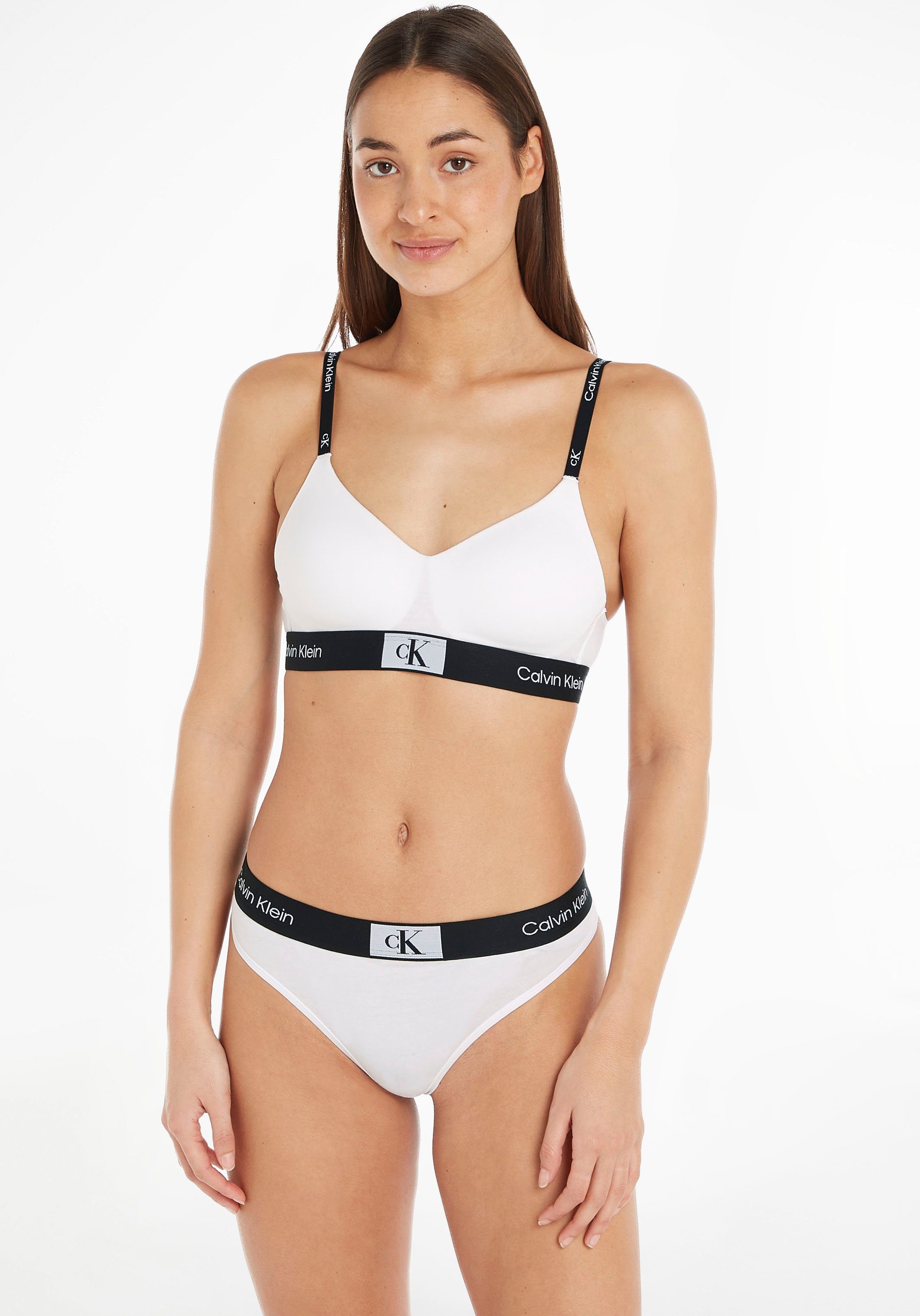 Underwear THONG mit MODERN WHITE Alloverprint Klein T-String Calvin