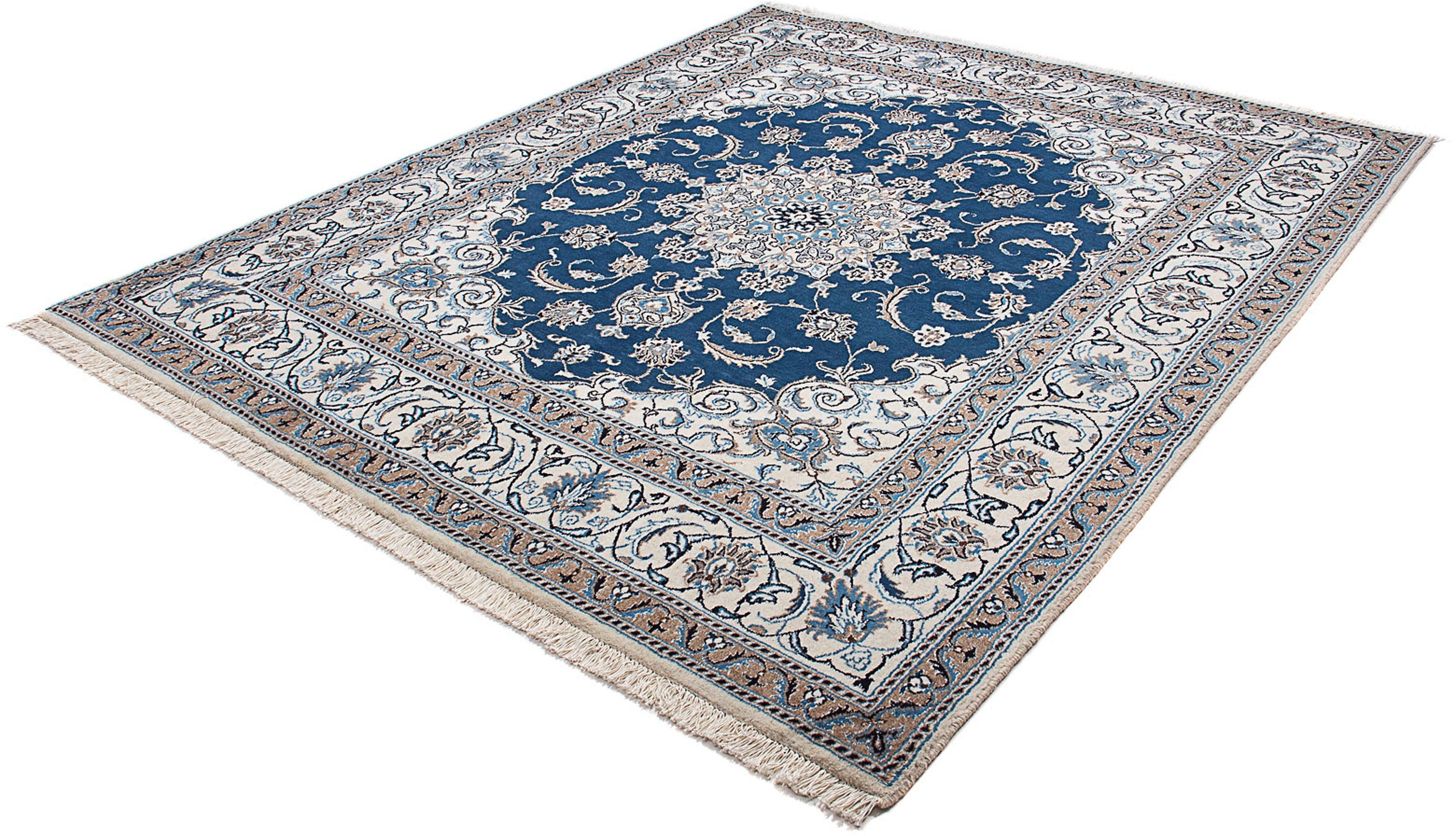 Orientteppich Perser - Nain - 240 x 193 cm - blau, morgenland, rechteckig, Höhe: 10 mm, Wohnzimmer, Handgeknüpft, Einzelstück mit Zertifikat | Kurzflor-Teppiche