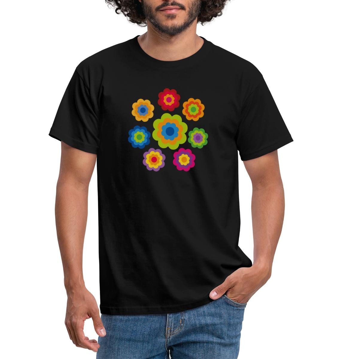 Spreadshirt T-Shirt 70er Jahre Hippie Flower Power Kostüm Blumen Outfit Män günstig online kaufen