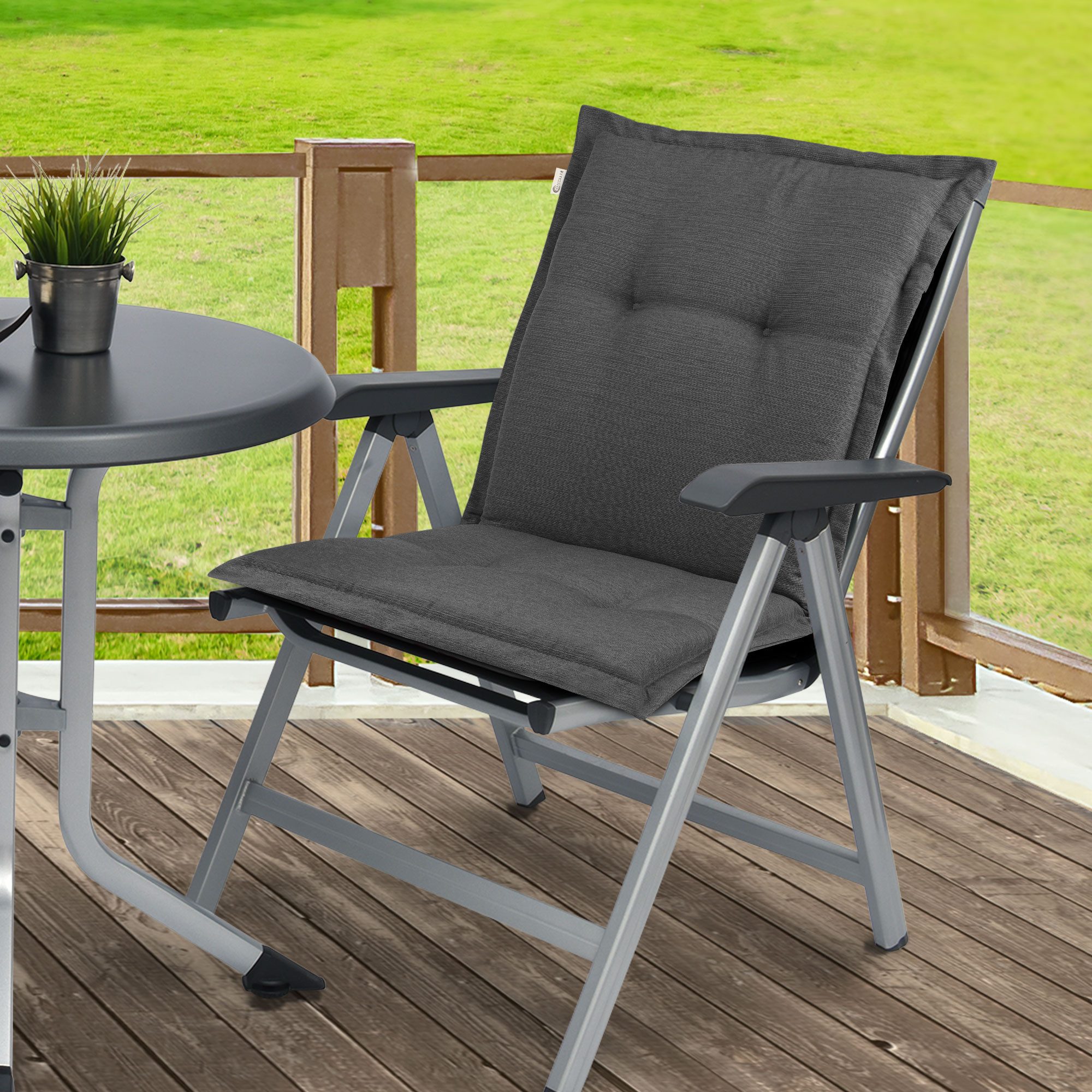 Beautissu Sitzauflage 2x Set Gartenstuhlauflage Niedriglehner HighLux 105x50x7cm Anthrazit, Auflage Niederlehner Gartenstuhl Robuster Stoff & UV-Lichtechtheit