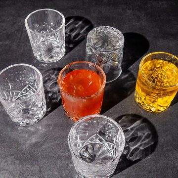 Intirilife Gläser-Set, Glas, Getränke Glas - 6er Pack Kristallglas - 200ml, nobles Glas, Glaskunst