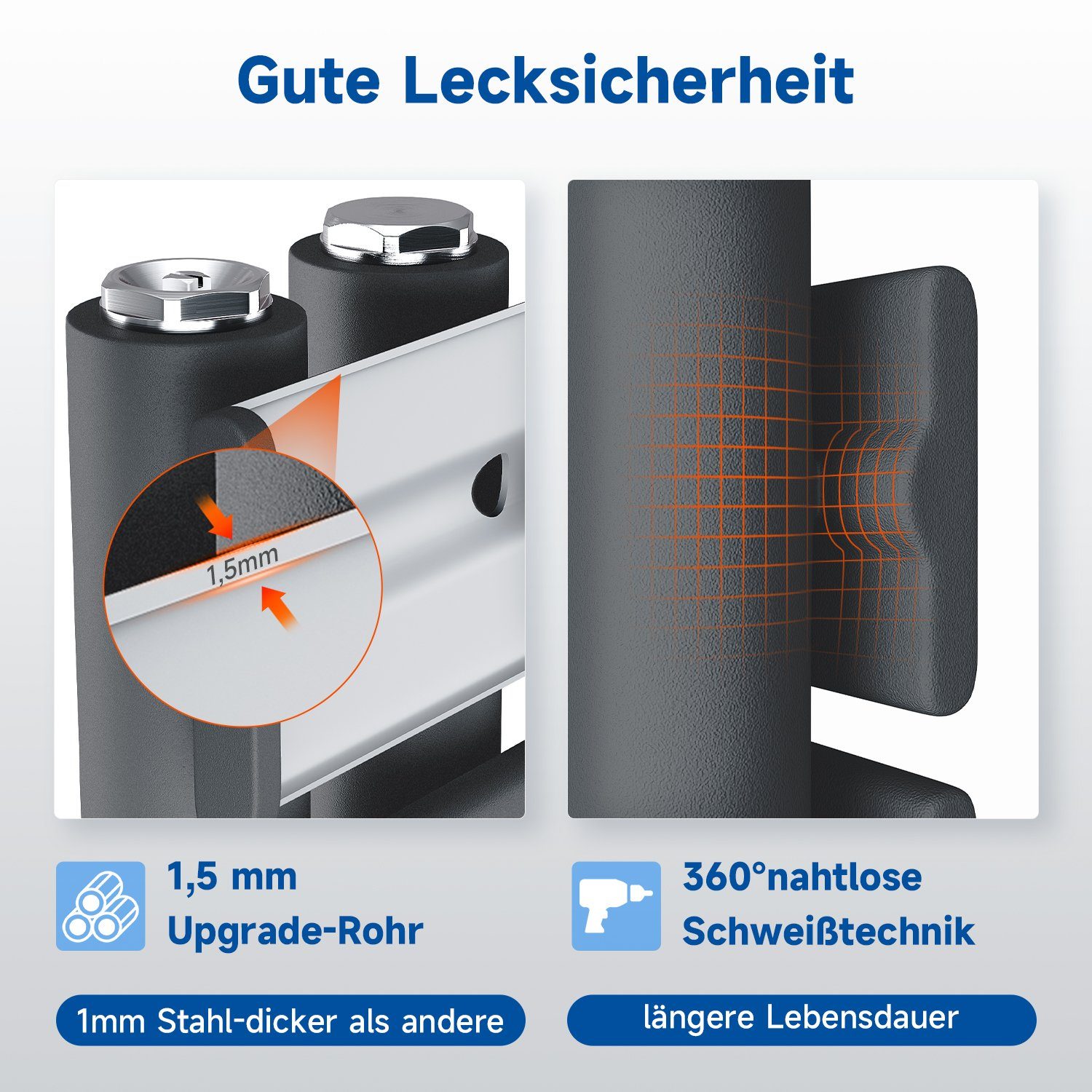 SONNI Designheizkörper Design Badheizkörper Anthrazit Handtuchtrockner Flach, Paneelheizkörper Design Mittelanschluss seitlich