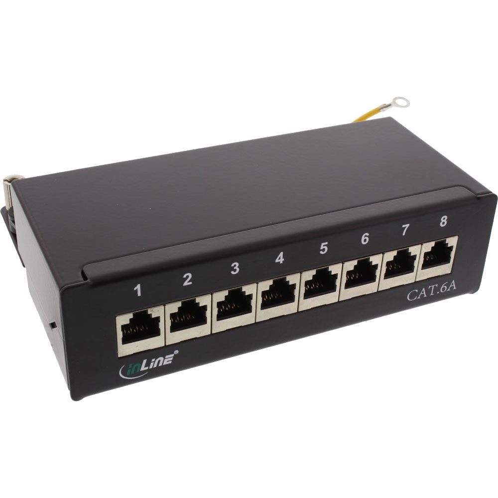 Patchfeld Cat.6A, 8-fach, Tisch/Wand-Montage, schwarz RAL9005 Netzwerk-Patch-Panel
