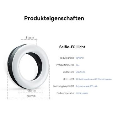 DOPWii Ringlicht, 20 LED-Leuchten, 3 einstellbare Helligkeiten Studio-Stativ-Blitz