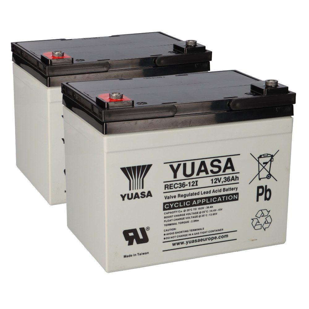 Yuasa Akku 2x 12V 36Ah passend für E-Mobil, Rollstuhl, E-Scooter Bleiakkus