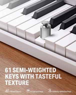 Donner Home-Keyboard Keyboard Klavier faltbare elektrische Tastatur Klavier 61 Tasten DP-06 (Musikrest,Klaviertasche,Klavierpedal), ideal fur Piano-Einsteiger,tragbar,Faltbar