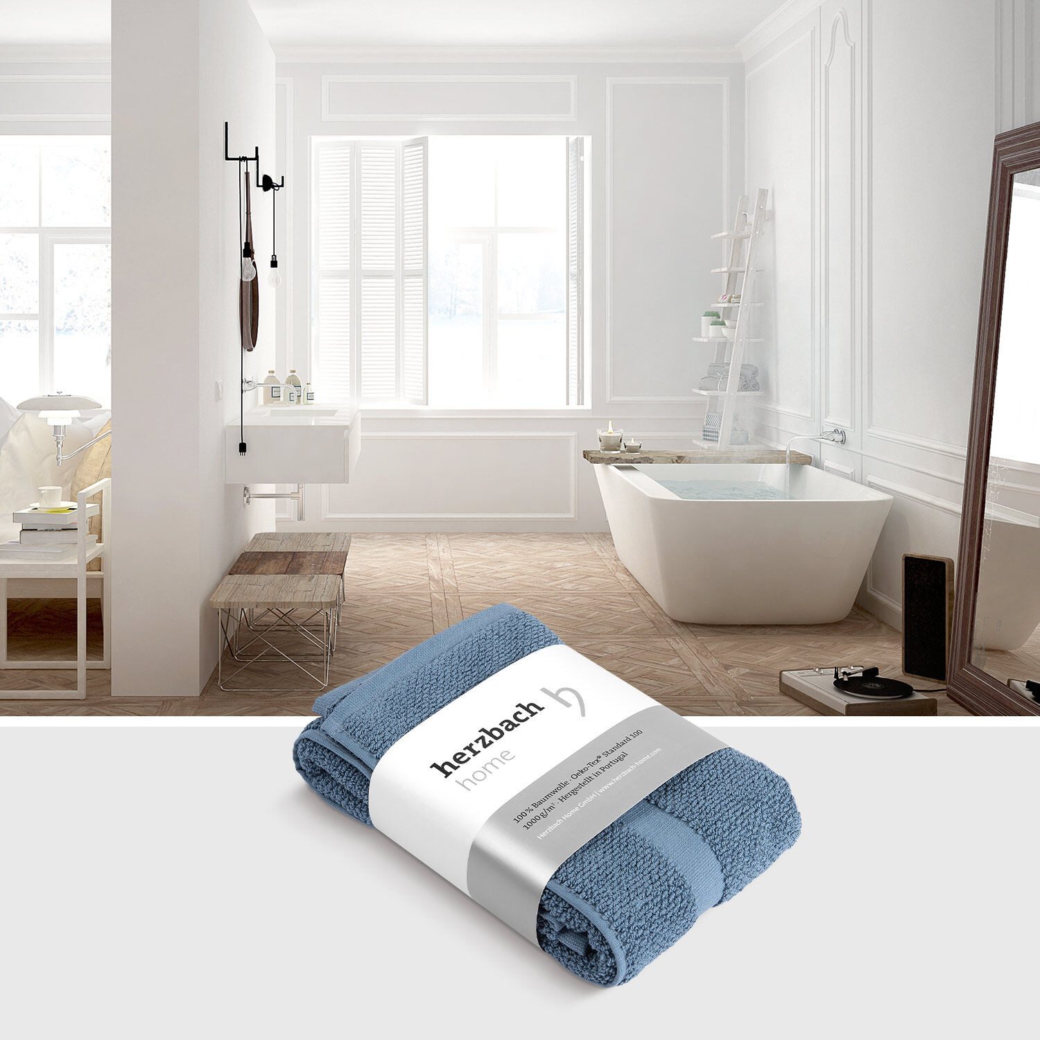 herzbach home Badematte Spa 50x80 cm, Baumwolle, Rechteckig, 1000g/m², Premium-Qualität, 100% Baumwolle, mit Bordüre