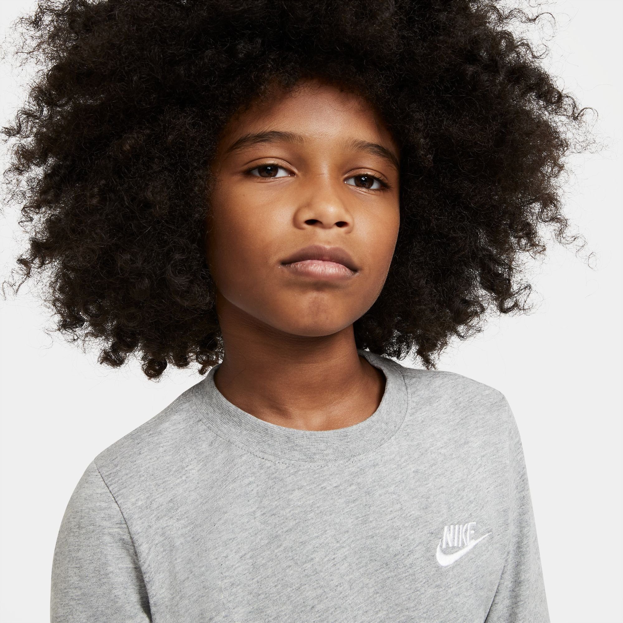 Sportswear KIDS' T-SHIRT Langarmshirt DK BIG (BOYS) Nike GREY LONG-SLEEVE HEATHER/WHITE