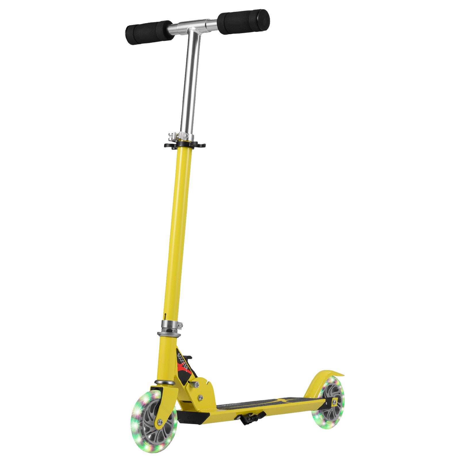 COSTWAY Scooter Kinder Cityroller, Aluminium, höhenverstellbar, klappbar, mit 2 LED Räder