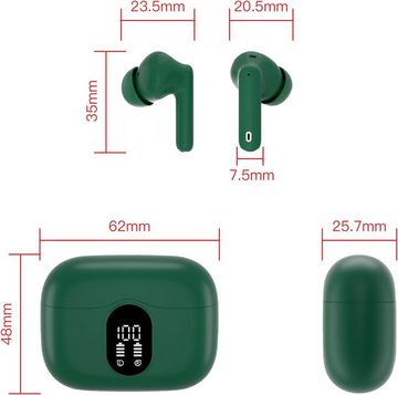 Btootos Bluetooth 5.3 Sport 4 Mikrofon LED-Anzeige HiFi Stereo wireless In-Ear-Kopfhörer (Stabile Bluetooth-Verbindung., Bluetooth, mit 40 std Spielzeit ENC Lärmreduzierung Ohrhörer für Arbeit & Studium)