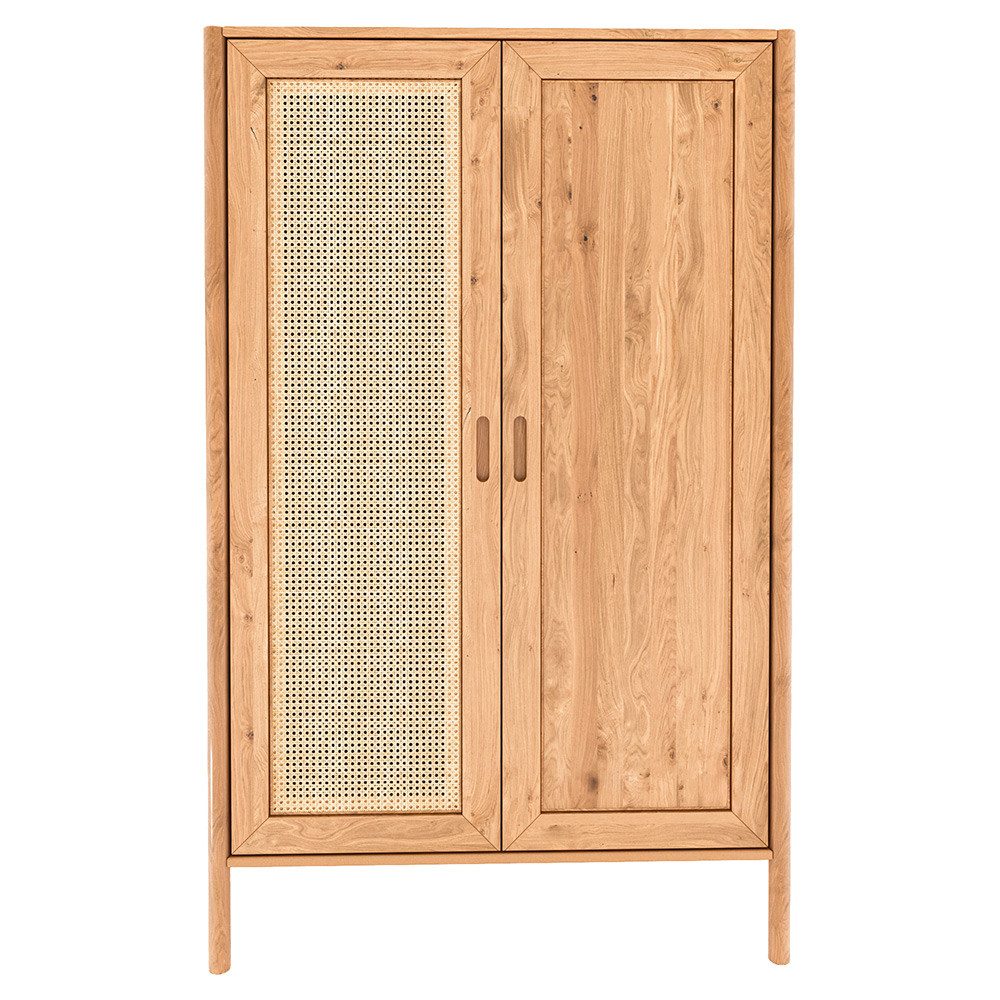 Lomadox Kleiderschrank PORI-165 Eiche massiv geölt, montierte Lieferung