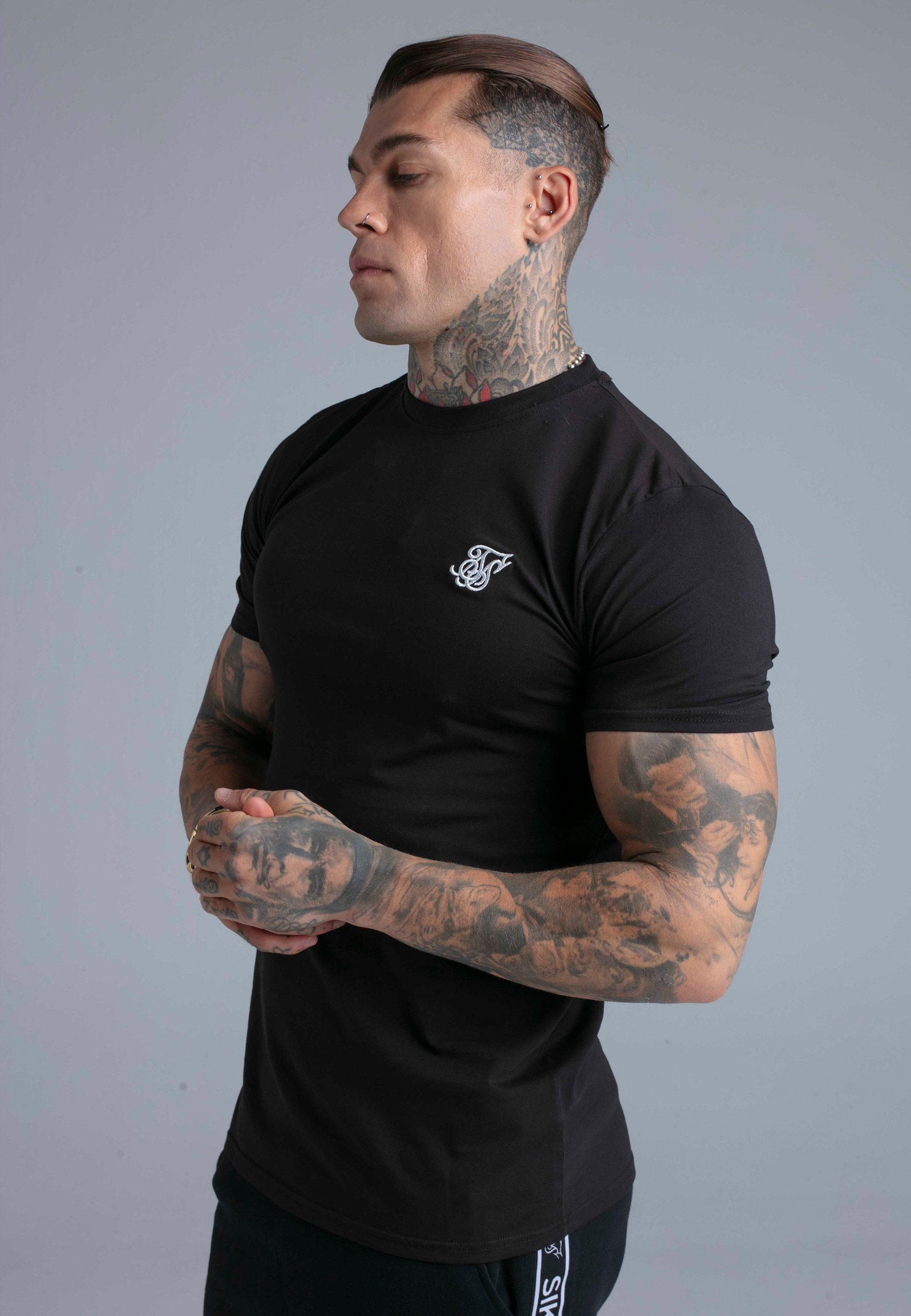 Siksilk T-Shirt SikSilk Herren Schwarzes Essentials T-Shirt – Bild 3 von 5
