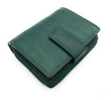 JOCKEY CLUB Mini Geldbörse echt Leder Damen Portemonnaie mit RFID Schutz, Sauvage Rindleder, kompakt & handlich, petrol