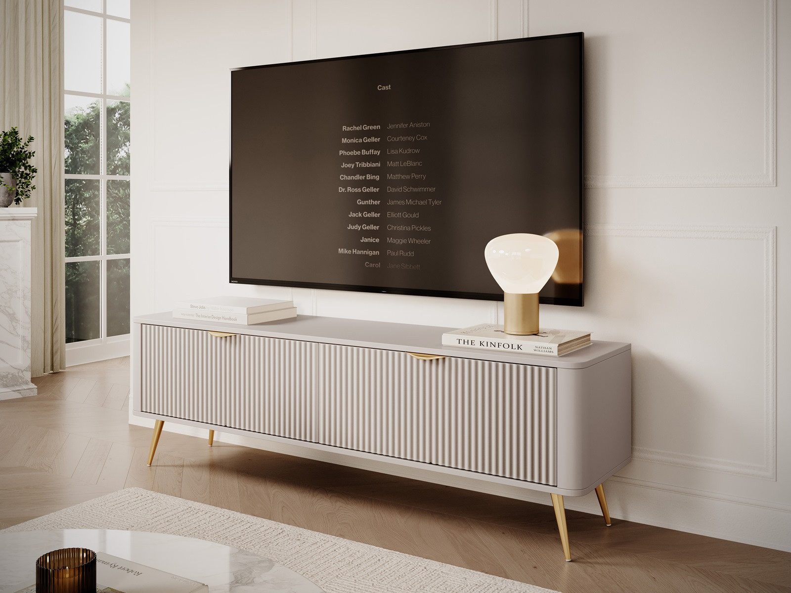 Compleo TV-Schrank mit Lamellen BELLO, TV-Tisch, Metallfüße, Modern Wohnzim günstig online kaufen