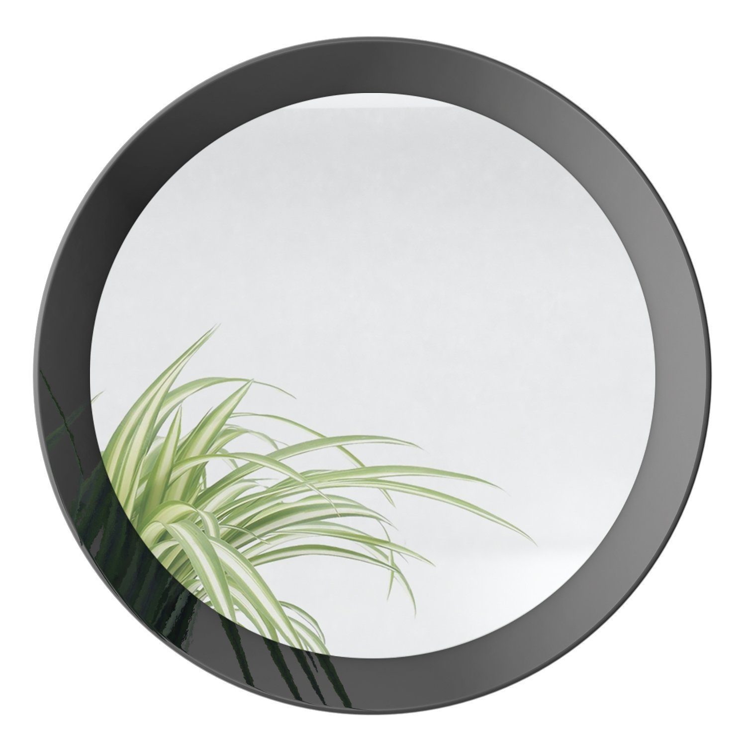 Hochglanz mit Spiegel, Vladon in Globe Wohnzimmer Durchmesser) Schwarz Wandspiegel (50 MDF-Rahmen), cm und runder (dekorativer Flur für