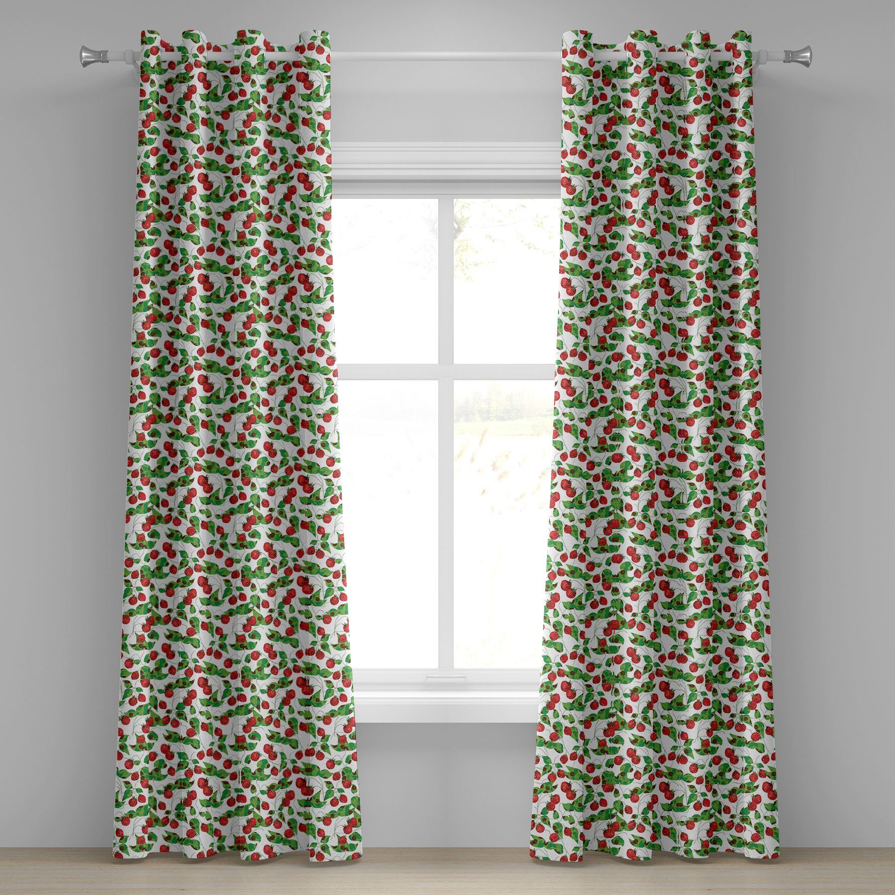Joyful 2-Panel-Fenstervorhänge Vibes Schlafzimmer Abakuhaus, für Sommer Gardine Dekorative Wohnzimmer, Früchte