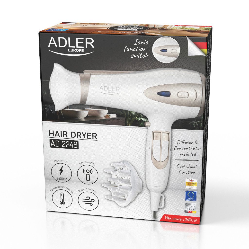 Adler Haartrockner Adler AD 2248wc Haartrockner 2400W weiß/champagner
