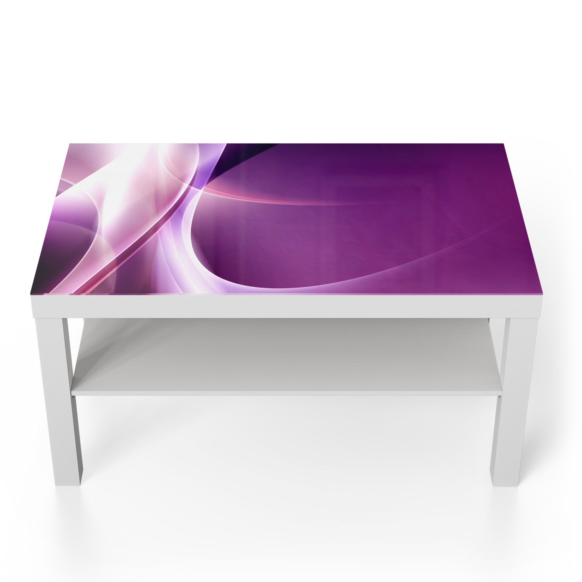 DEQORI Couchtisch 'Violettes modern Glastisch Beistelltisch Weiß Glas Lichtspiel'