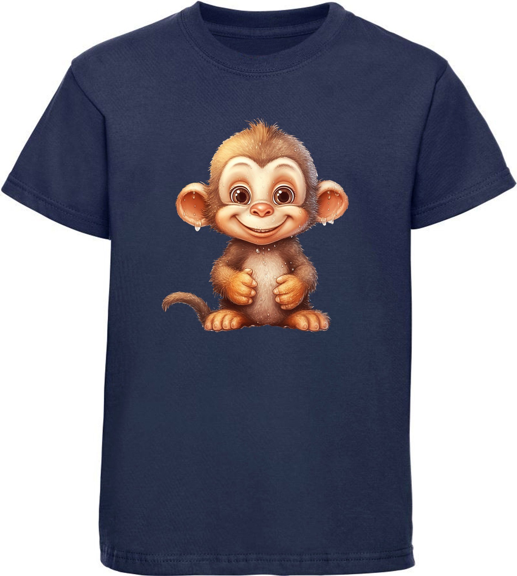 T-Shirt Kinder Wildtier Print Shirt bedruckt - Baby Affe Schimpanse